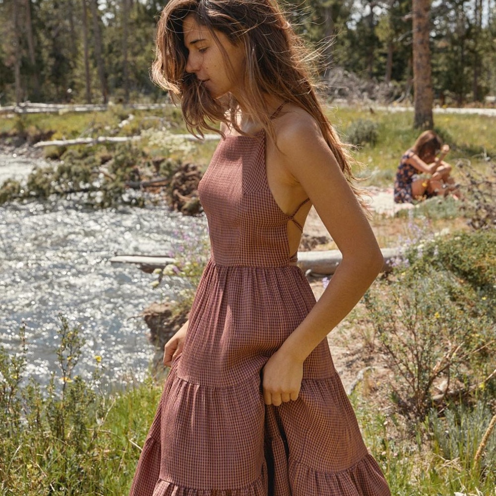 Christy Dawn Delphine Dress Eggplant Gingham